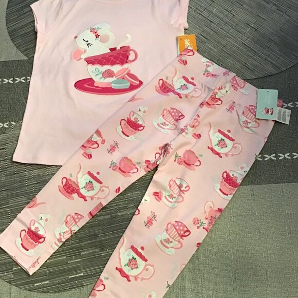 Brand New Two Piece Girls Capri Set by Gymboree; Tea Theme for Her Tea Parties - Picture 1 of 1